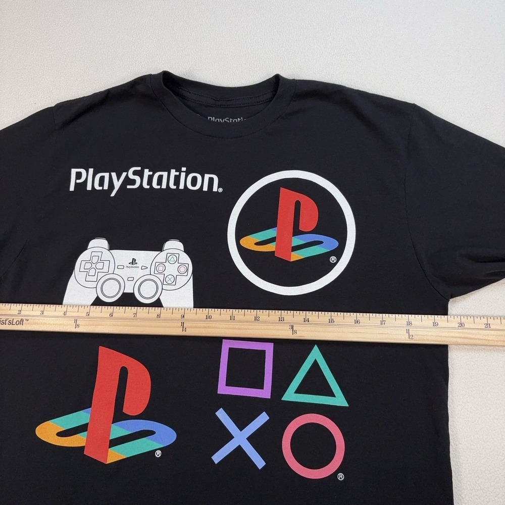 PlayStation Graphic T-Shirt M Black 100% Cotton Sony Video Game Y2K Spellout - Picture 7 of 16